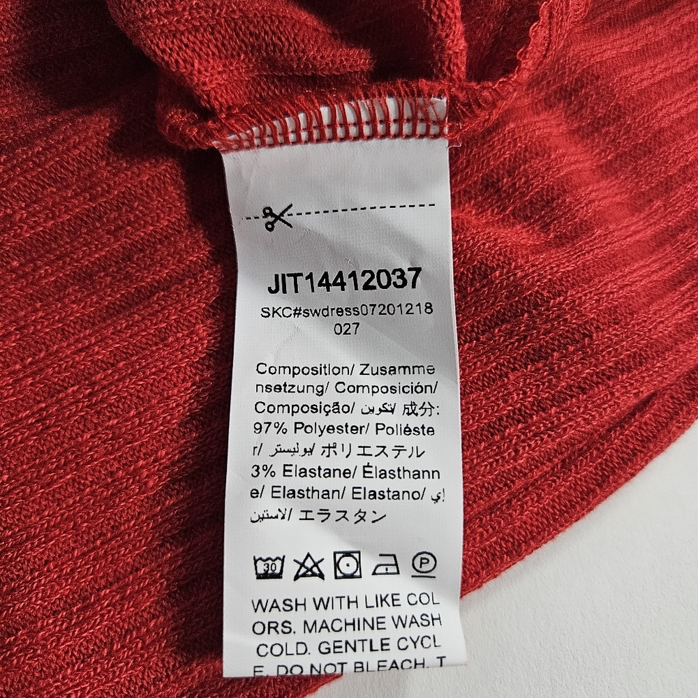 Shein Dress Red Size 6 Medium Bodycon With Front Slit New Without Tags - Picture 7 of 7